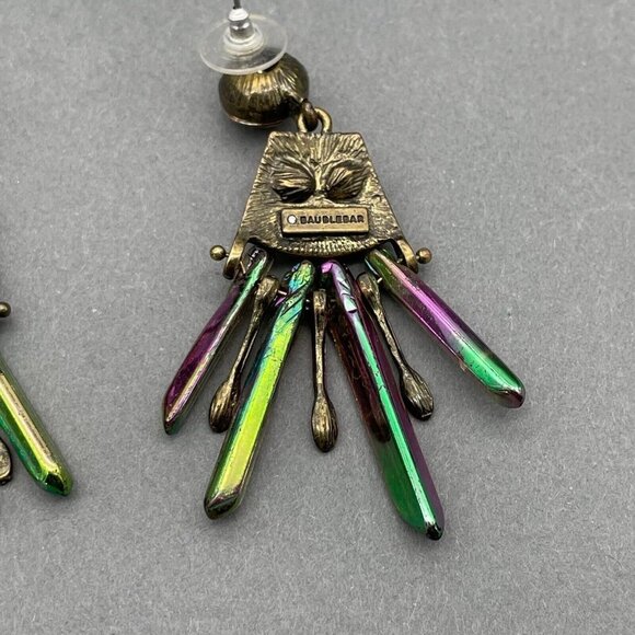 Baudlebar Zola Drop Earrings Women's Gold Tone Rainbow Crystal Signed - Picture 3 of 3